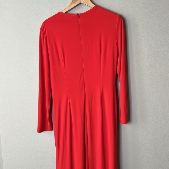 Ieena for Mac Duggal 55708 Long Sleeve Keyhole Draped Gown in Brick Red Size 12 - Picture 9 of 11